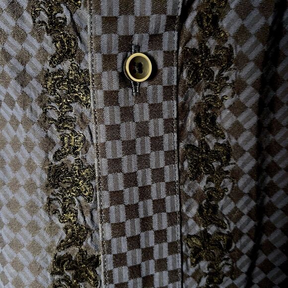 Robert Graham Blue & Black Check Button-Down Shirt Men’s 2XLB Flip Cuff Designer - Picture 4 of 16